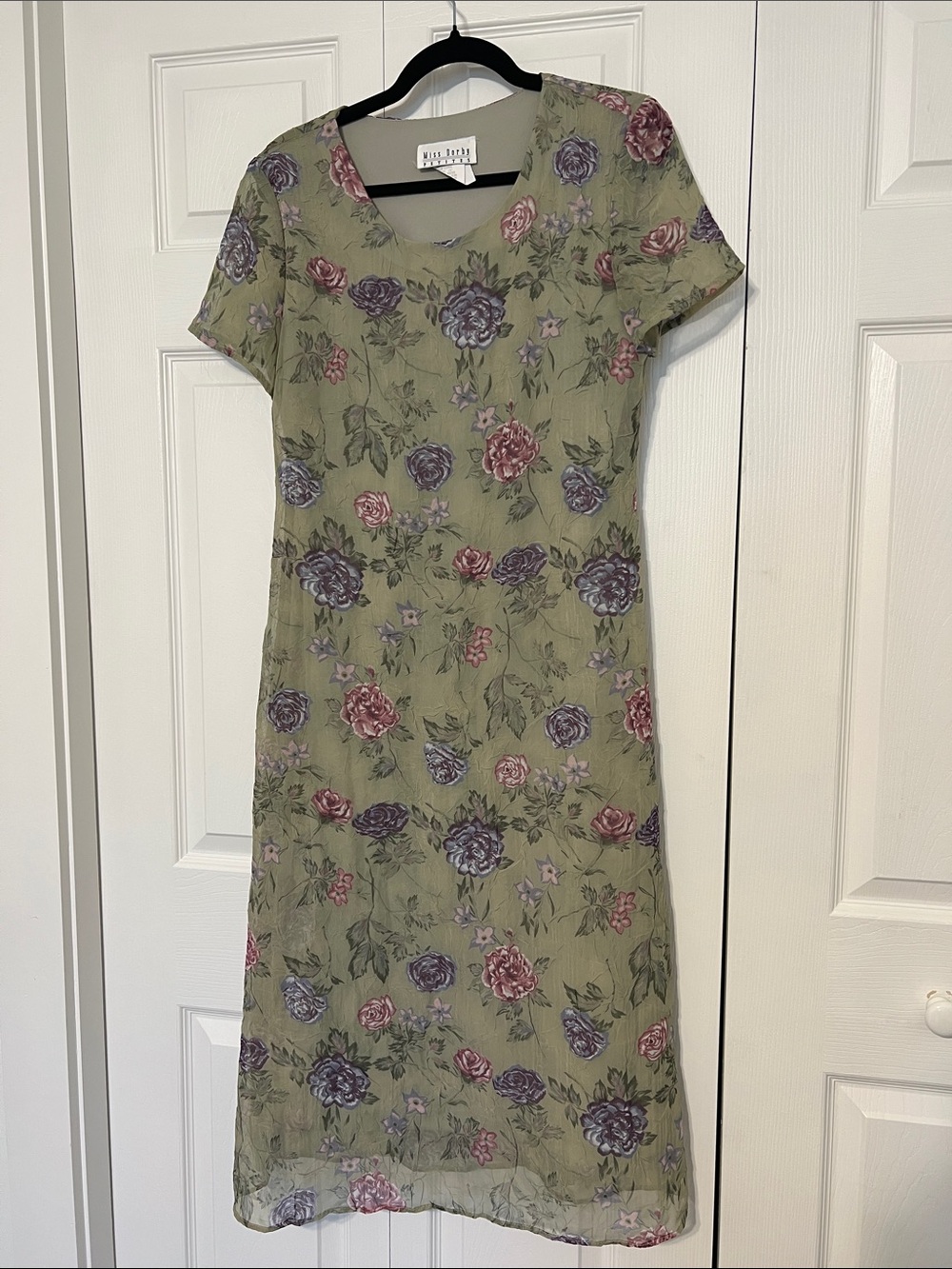 Miss Dorby Petites Fairycore Green Floral Short-Sleeve Midi Dress